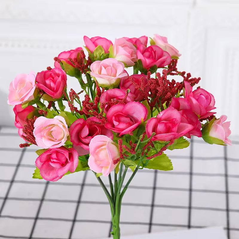 Roses Artificielles en Diamant, Fausses Fleurs, Camélia, 7 Fourcommuniste, 21 Têtes, pour Document d