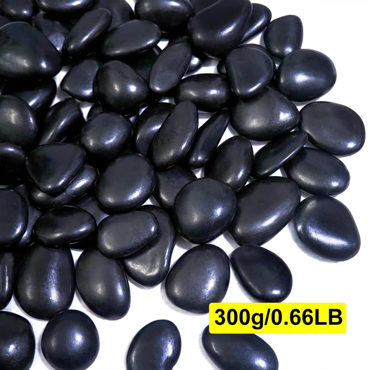 Galets naturels noirs polis de 300g, 2-3cm, pour décoration de cour, paysage, roches, galets pour va
