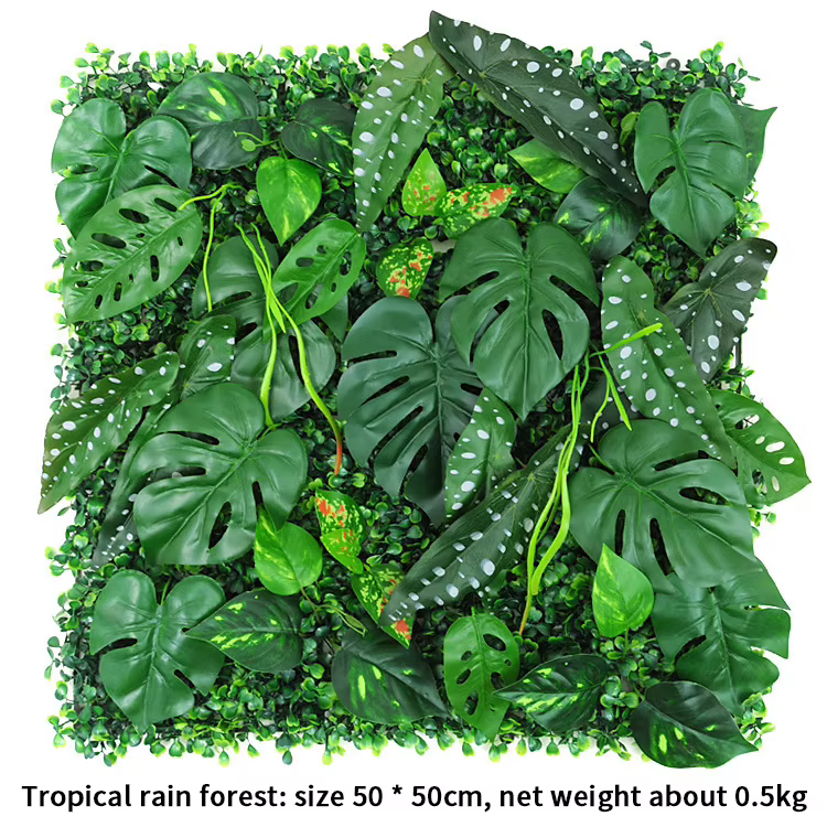 Panneau mural végétal artificiel 3D 50x50CM en plastique pour extérieur, pelouse verte, décoration D