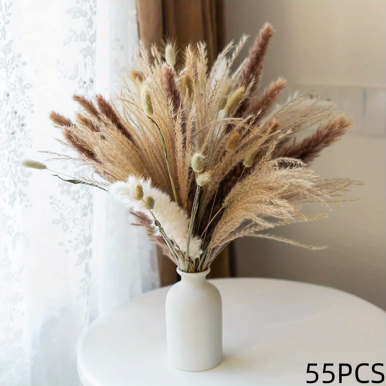 102 pièces fleurs séchées Pampas lapin queue de lapin Bouquet Boho maison Rrom Vase décoration fleur