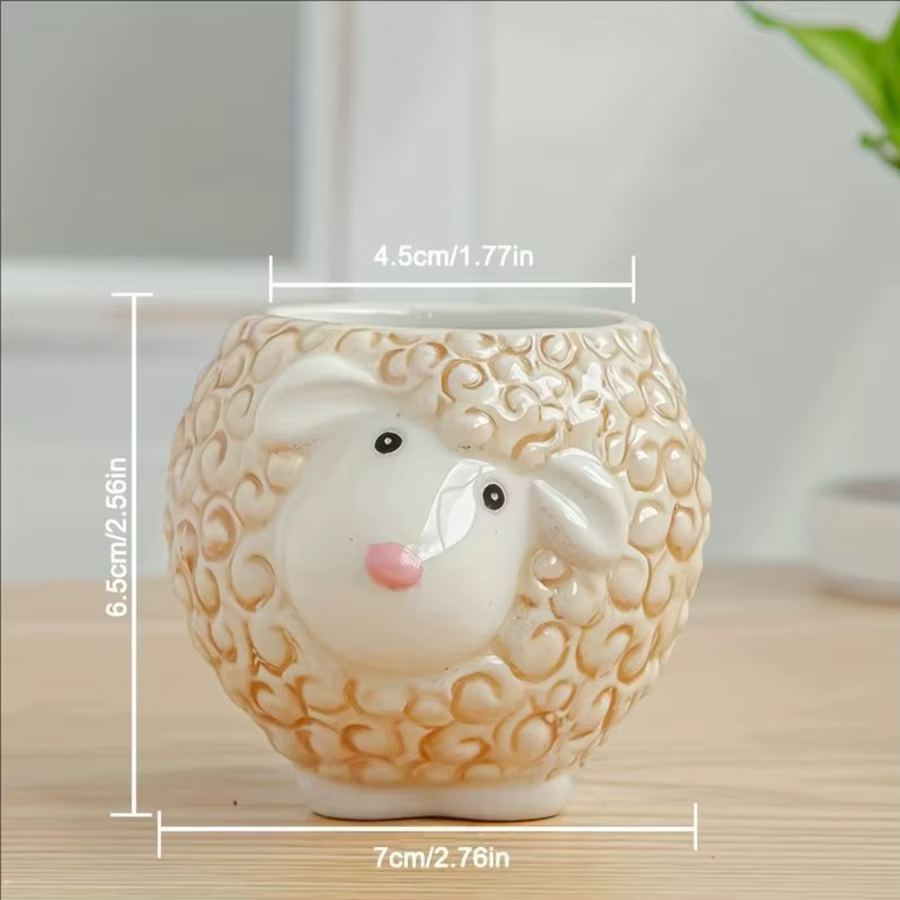 1 pot à plantes en céramique à thème animalier mignon pour plantes succulentes, parfait pour décorer