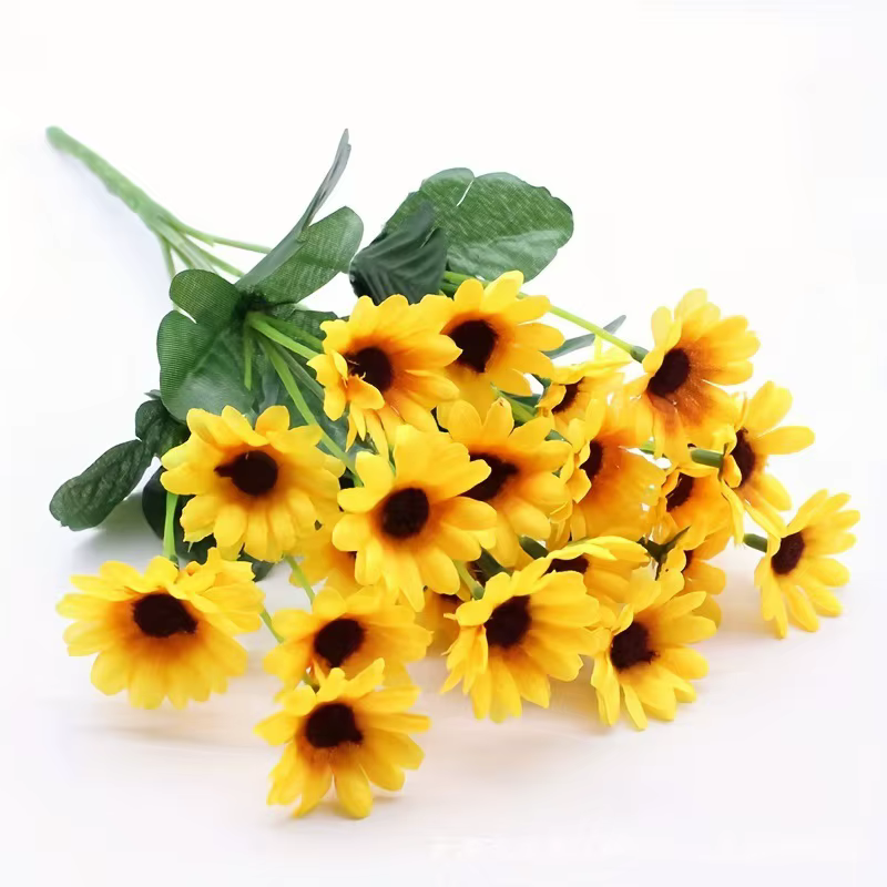 1 bouquet, 24 fleurs de tournesol artificielles, fleurs de décoration pour la maison, salon, bouquet