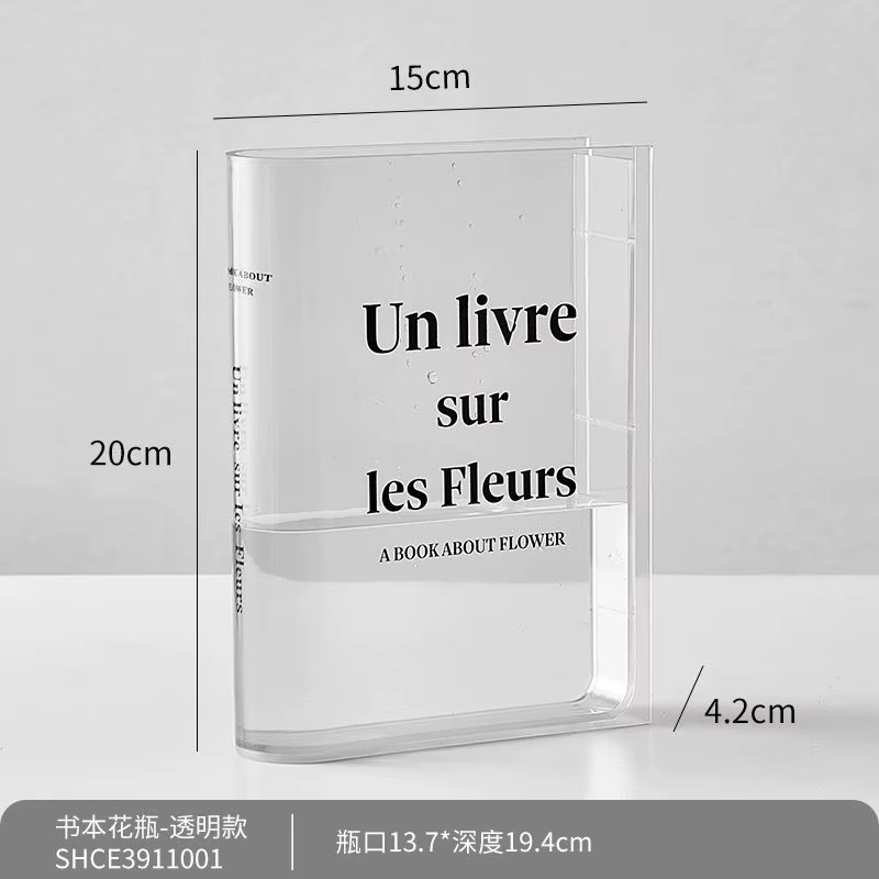Vase en acrylique transparent pour livres, fleurs, décoration INS, style nordique européen moderne,
