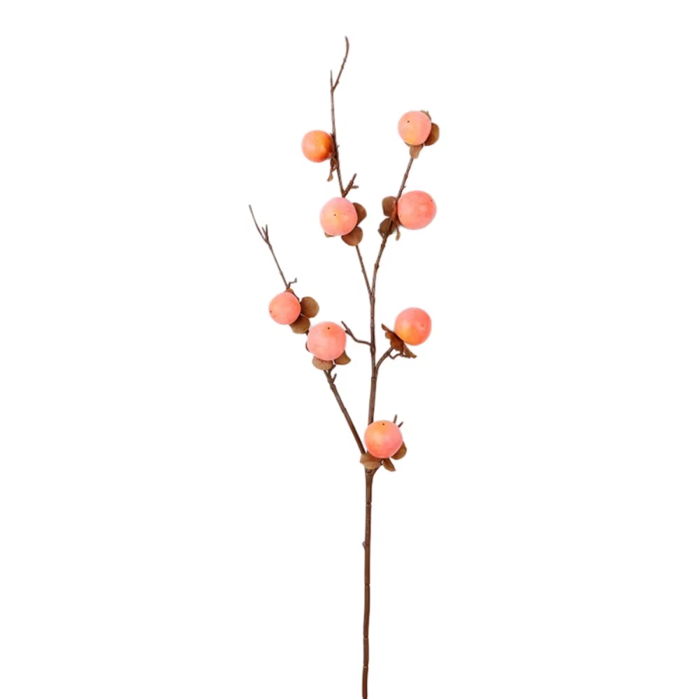 8 têtes de branches de kaki artificielles, réaliste, fait main, simulation de fruits de kaki en mous