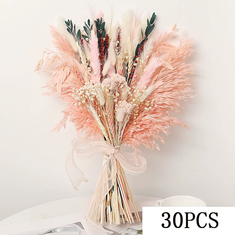 55 pièces nordique Boho maison fleurs séchées décor blanc Pampas herbe Mariage mariée Mariage Bouque