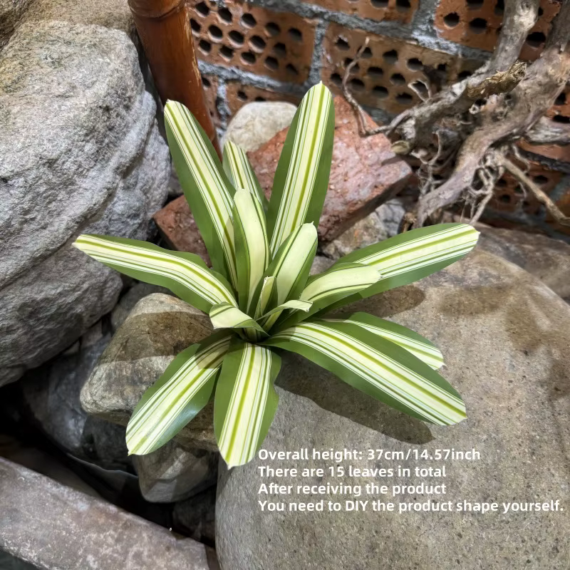 Bromeliad artificiel en pot, fausse feuillage vibrant pour scènes d'intérieur nordiques et accessoir