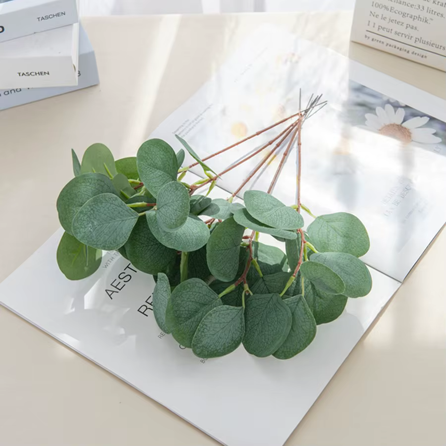 10Pcs Plantes Artificielles Soie Feuilles D'eucalyptus Bricolage Festival Vase Maison Scrapbook Fleu