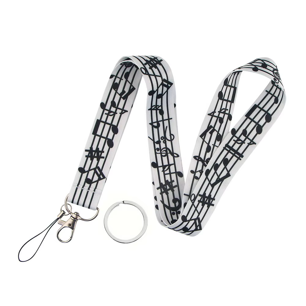 Lanières de Notes musicales pour clés, sangle de cou, porte-carte d'identité, corde de suspension, s