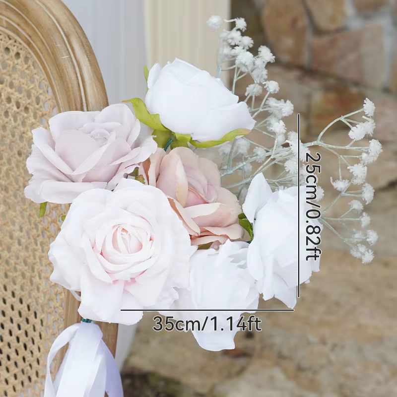 Arrangement Floral de feuilles de saule, blanc, Rose, souffle de bébé, décor d'arc d'arrière-plan de