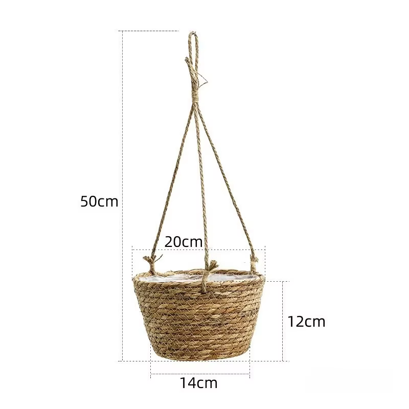 Pot suspendu de jardin en macramé, panier de rangement pour plantes en corde de jute tressée, suppor