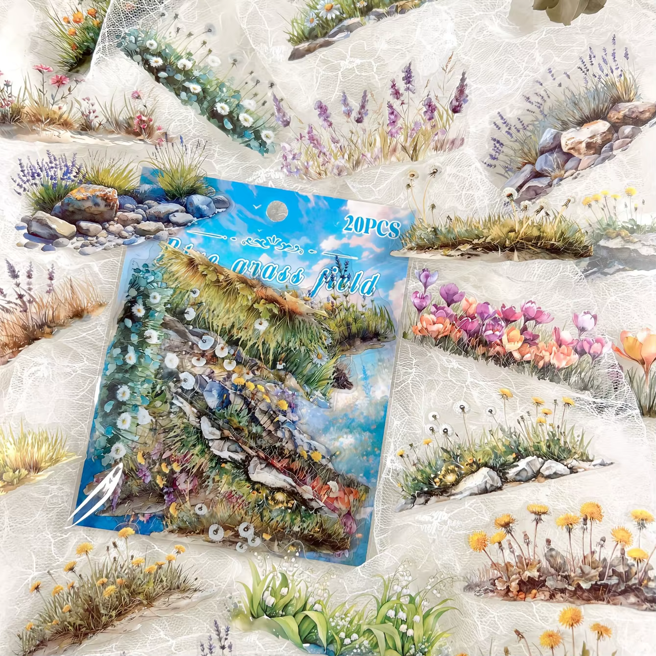 Autocollants de grappes de plantes et de fleurs, 20 pièces, matériaux de décoration de paysage, pape