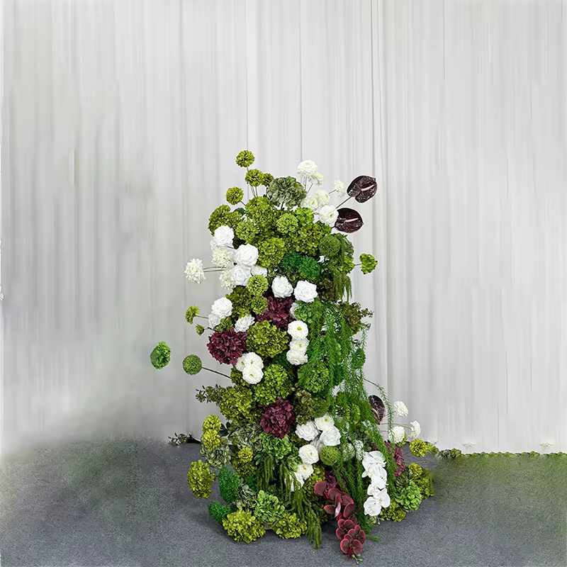 Fleurs artificielles de luxe en panneau KT, Hortensia Vert et Orchidée, pour décoration de toile de 