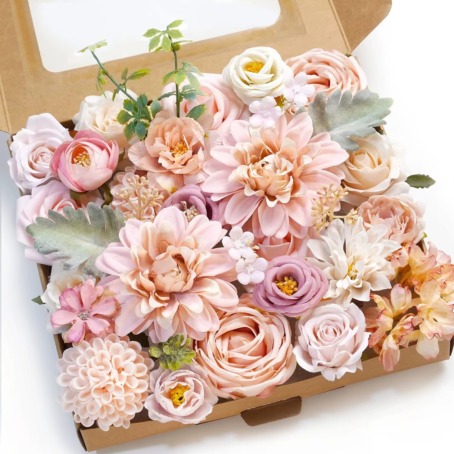 Coffret de fleurs artificielles roses, bouquet de mariée, pièce maîtresse DIY pour intérieur/extérie