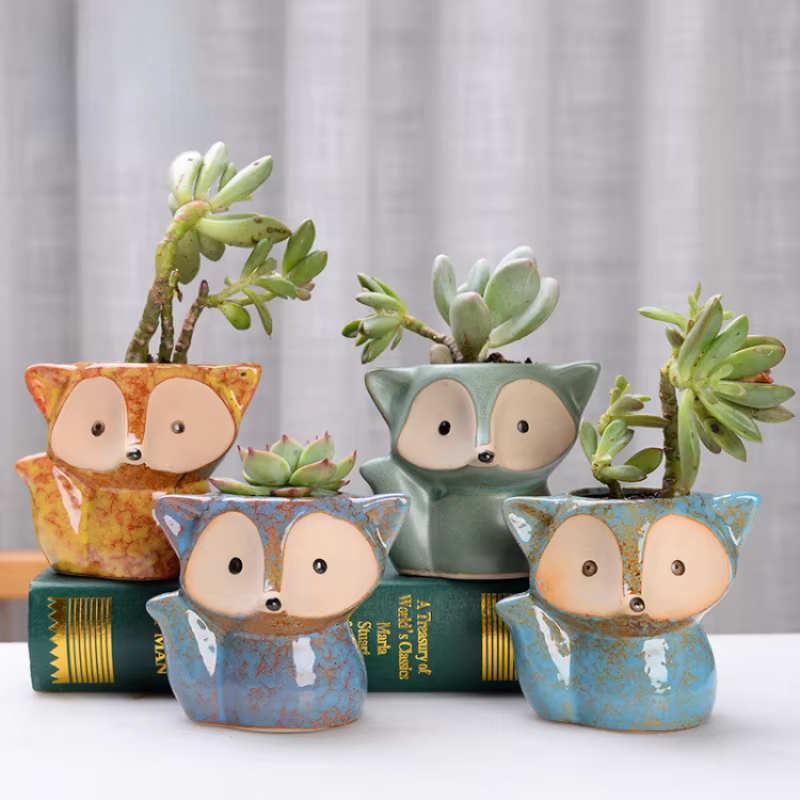 Pot de plantes en forme de renard en céramique, Micro Mini plantes succulentes en Pot, petits Pots d