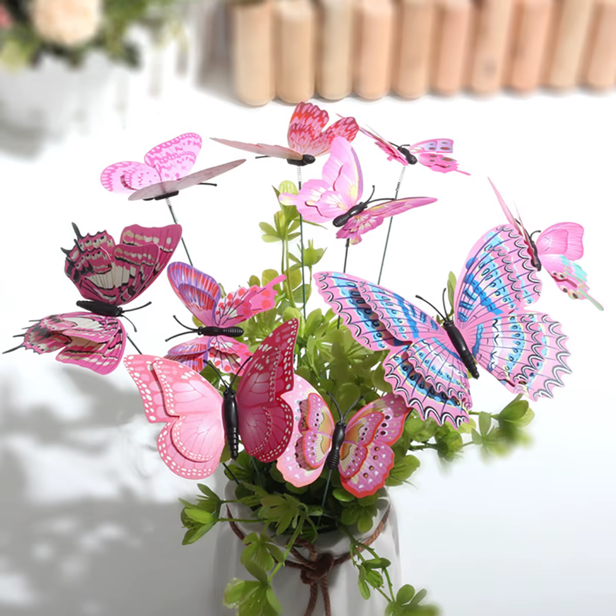 Grand jardinière de jardin papillon colorée, 10 pièces, piquets de papillon 3D imperméables, décorat