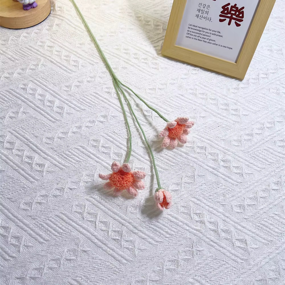 Bricolage fait à la main Crochet chrysanthème bleu petite fleur fini décor à la maison fleur artific