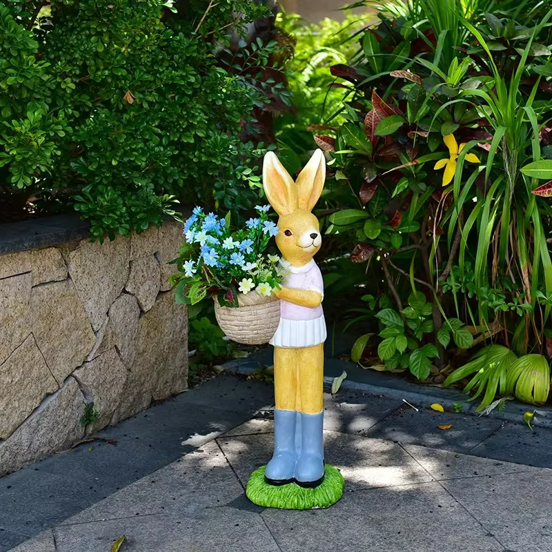 Pot de fleur de lapin de dessin animé, Sculpture d'animal créative, ornements de jardin, Villa, pays