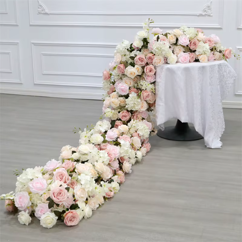 Rangée de fleurs artificielles Uflower 200cm 100cm 50cm – Décoration florale pour centre de table de