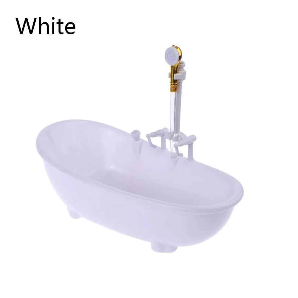 Meubles de maison de poupée, accessoires de bain, miniatures de baignoire en plastique à l'échelle 1