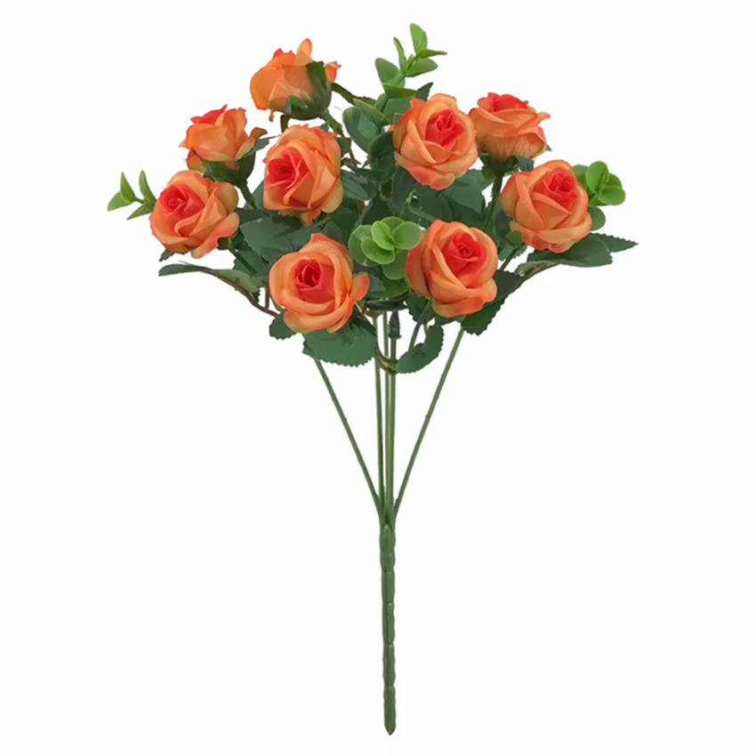 Fleurs artificielles en soie, roses, feuilles d'eucalyptus, pour la maison, vase de table, extérieur