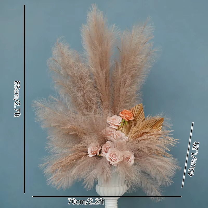 Rose d'herbe de Pampas blanche pour mariage, arrangement floral, décor d'arc, rangée de fleurs suspe
