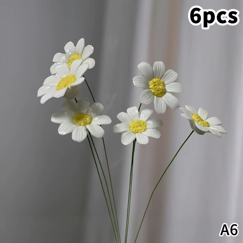 6/8/10 pièces de fleurs de marguerite en céramique, fleurs éternelles artisanales, ornement DIY, déc
