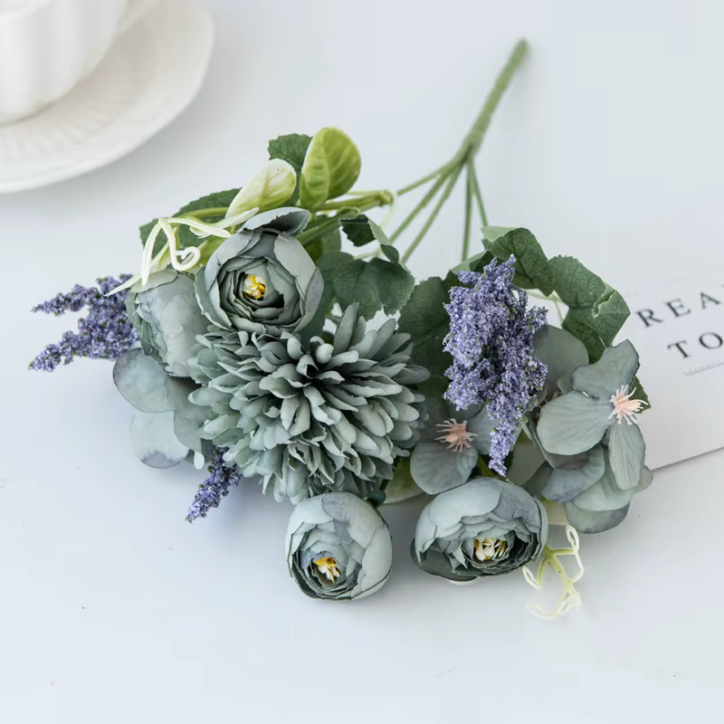 Hortensia artificielle fleurs Scrapbook soie thé Rose bourgeons Vase maison chambre décor saint vale