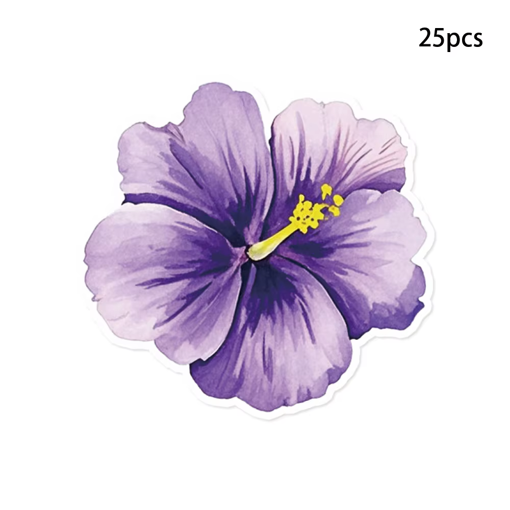 Napperons en papier jetables à fleurs d'hibiscus hawaïennes, 25 pièces, feuilles de palmier tropical