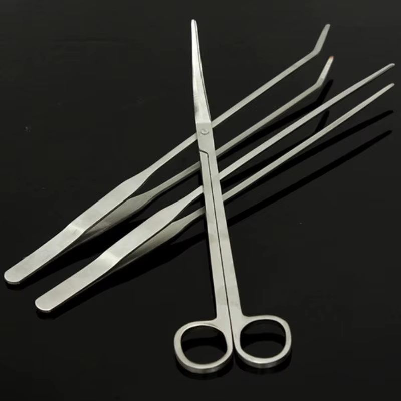 Ensemble d'outils de ciseaux d'aquarium, ciseaux ondulés, pincettes pour plantes, herbes, outils de