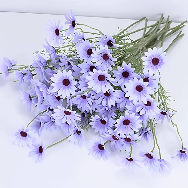 Bouquet de camomille artificielle violette à longue tige, fleurs de printemps et d'été pour la décor