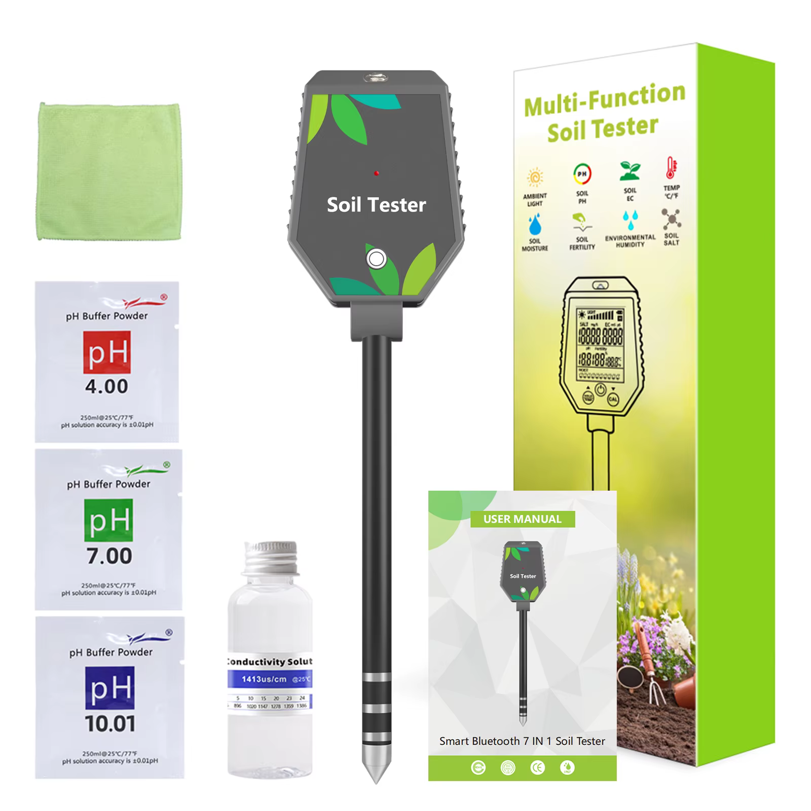 YAGO-Testeur de sol Bluetooth intelligent, pH-mètre pour plantes, humidité du sol, température EC, f