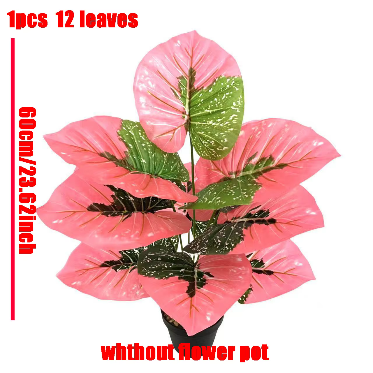 Feuilles artificielles colorées roses 60-75CM, 1 pièce, plantes ornementales en feuille de pomme de 