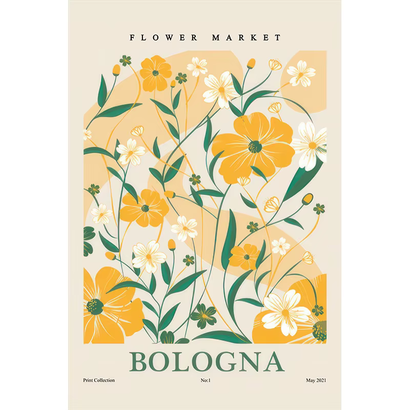 Affiche Murale Abstraite de Fleurs du Marché Floral de Paris et de New York, Tableau sur Toile pour 