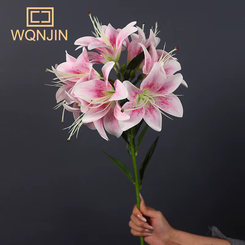 Bouquet de Lys Artificiels pour Décoration de Maison, Fleurs Roses pour ix, Bureau, Jardin, Mariage,