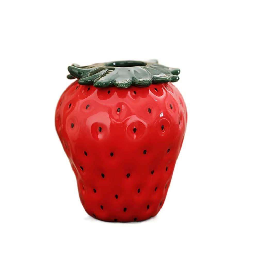 Vase en céramique mignon en forme de fraise, style INS, pot de fleurs hydroponique haut de gamme, ch