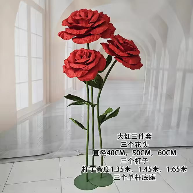 Supports de fleurs roses en papier, 3 pièces, pour créer un chemin de rêve de mariage romantique