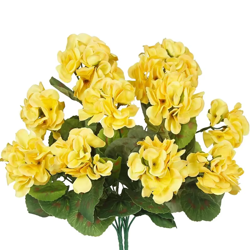 Bouquet de 14 pouces de geraniums artificiels en soie, fausses fleurs, pour décoration extérieure, p