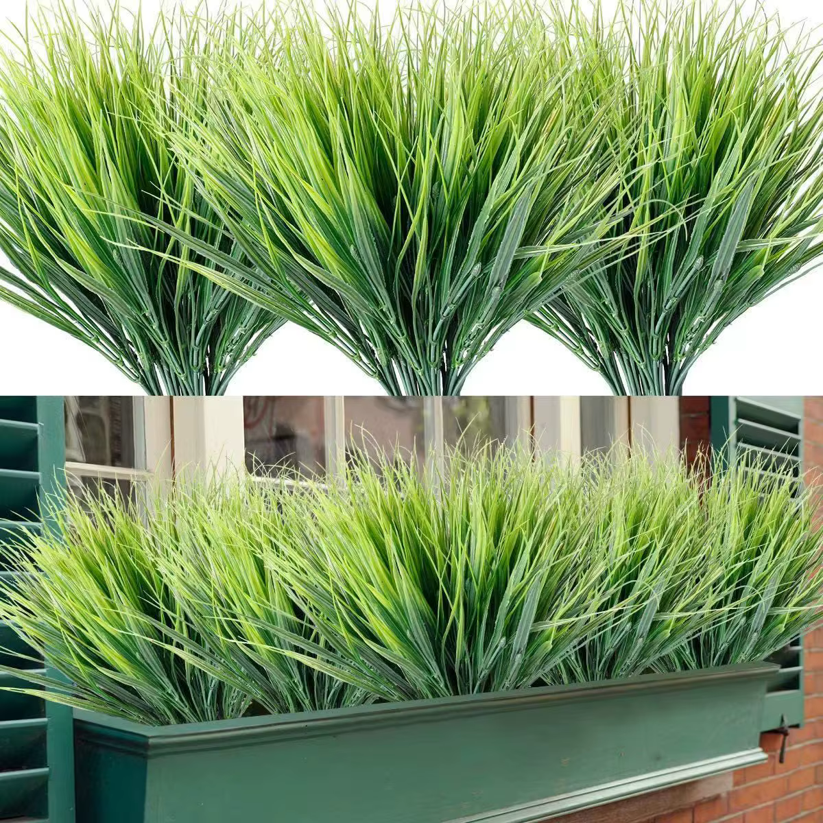 Bouquets d'herbe artificielle moulés par injection, fausses herbes en plastique pour jardin extérieu