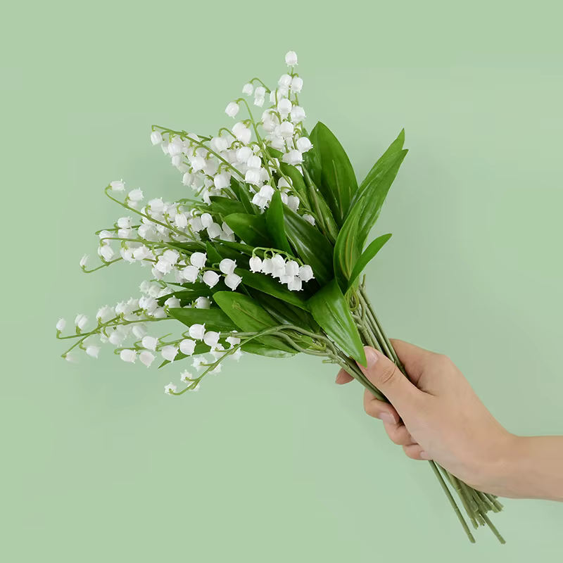 Fleur d'orchidée artificielle de muguet blanc, fleur de muguet, fausse plante, décoration de jardin,
