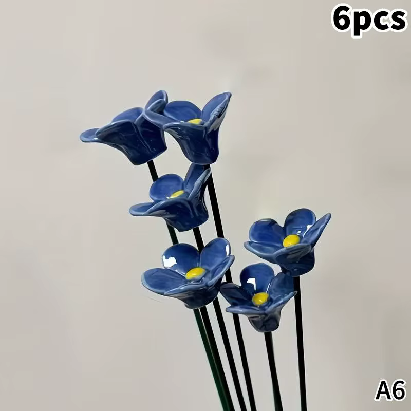 【YY28】6/8/10 pièces Fleurs éternelles artisanales en céramique, ne s'estompent jamais, décoration po