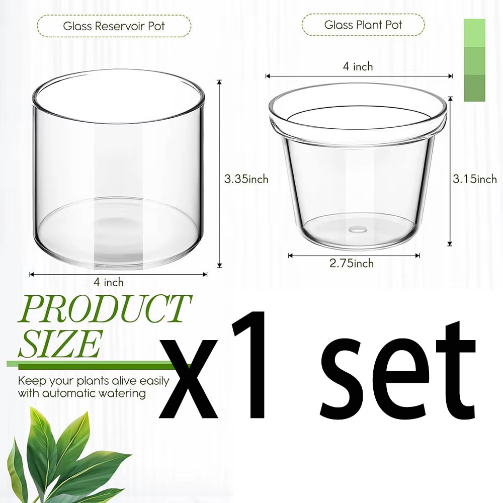 Pot auto-arrosant pour plantes d'intérieur, pot en verre transparent, petit pot à plantes avec souco