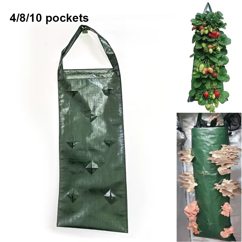 Pot de fleur de jardin vertical suspendu au mur, 4, 8, 10 poches, plantes à fraises, sacs PE, planta
