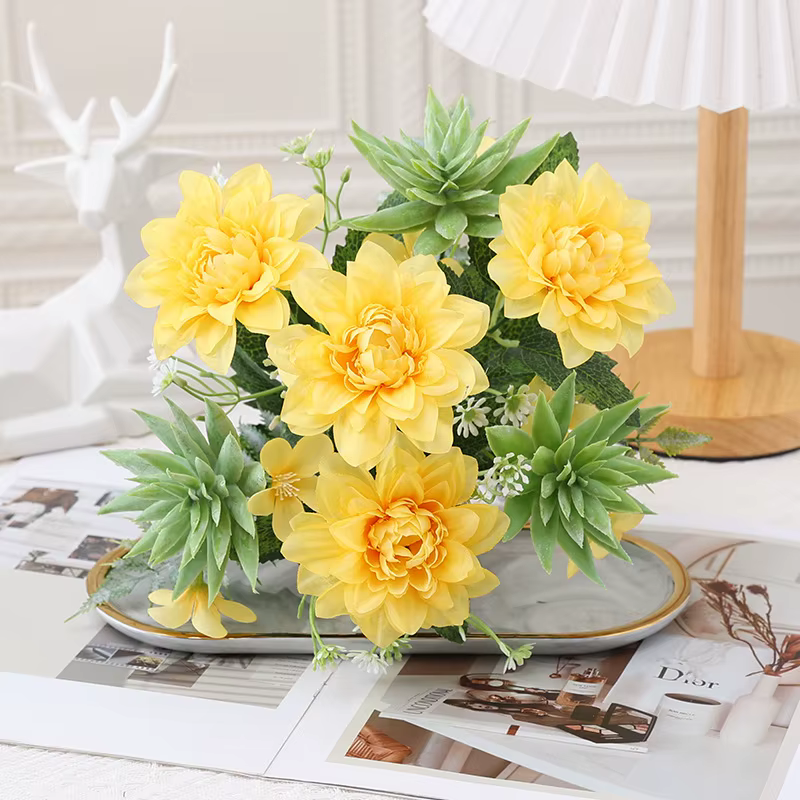 Bouquet de simulation dahlia succulente, festival de mariage, décoration de maison familiale, fausse