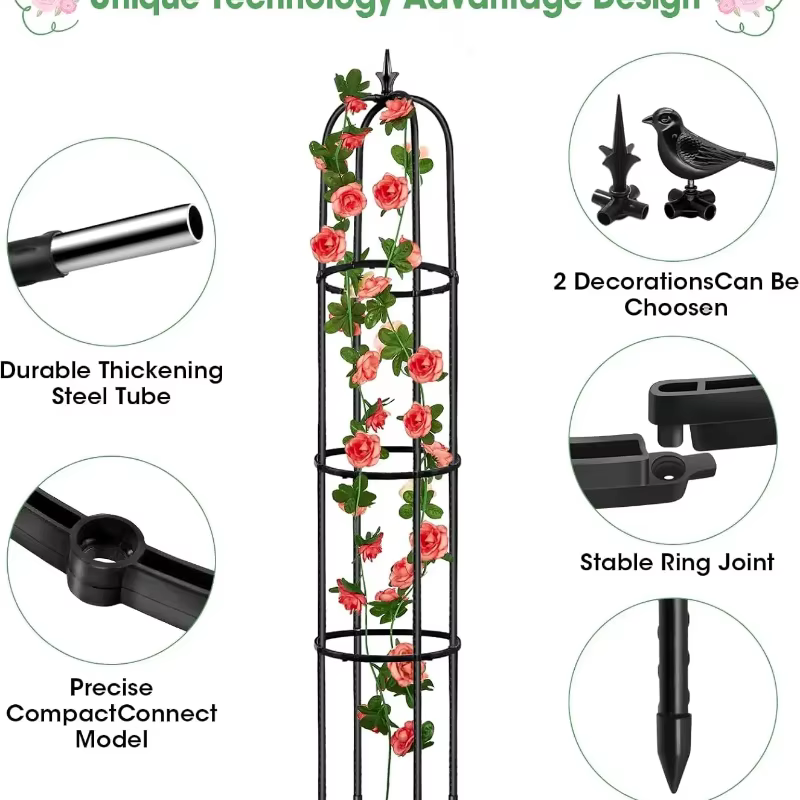 Supports de plantes en forme d'obélisque pour jardin, résistants à la rouille, en forme de U, pour p