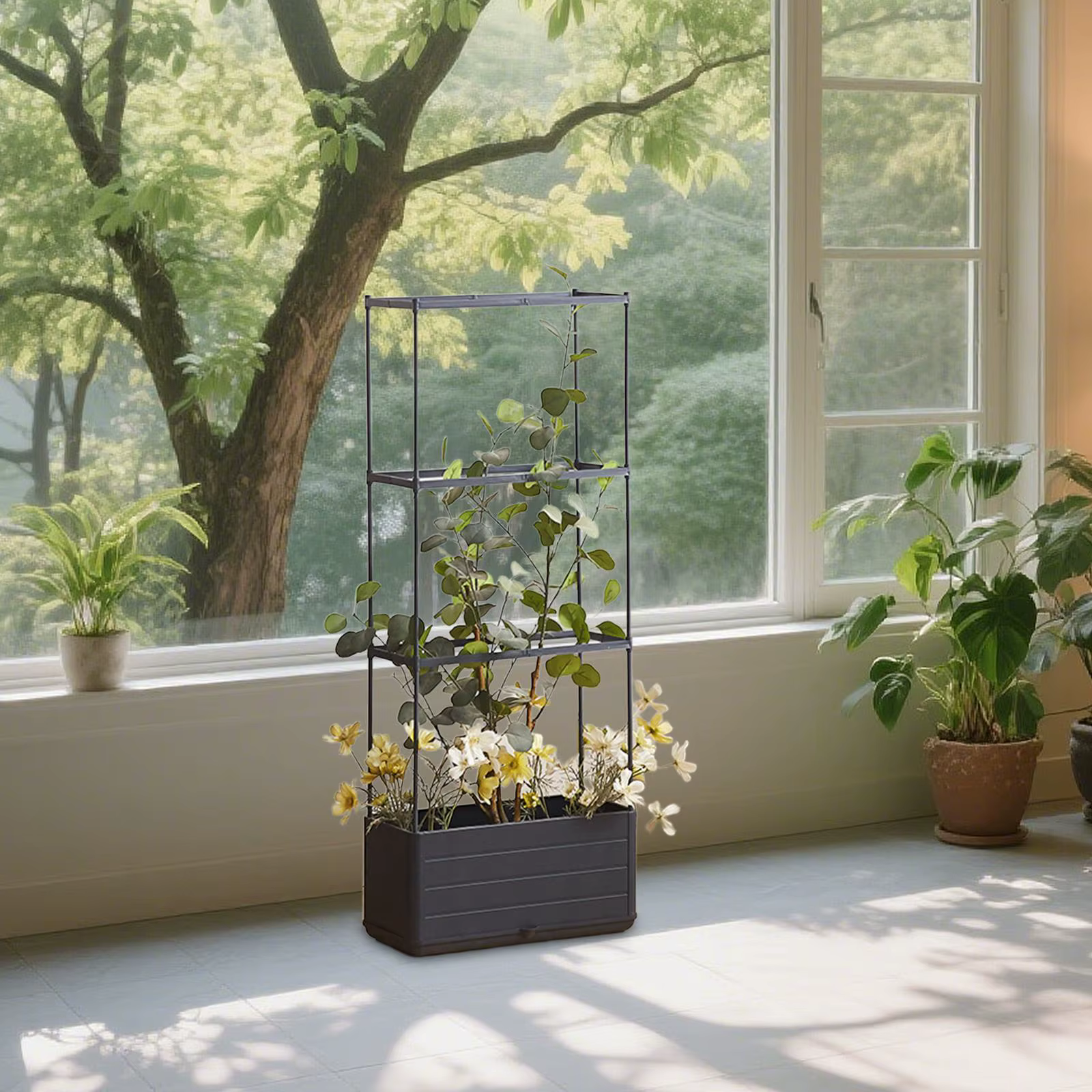 Boîte de jardinière avec pot de plantes en treillis, jardinage vertical, tomate auto-arrosage