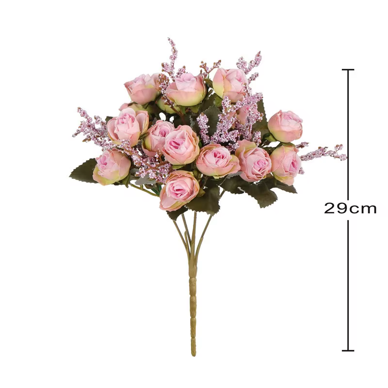 YO CHO Artificielle Soie Rose Fleur pour Fille Mariage Mini Bouquet DIY Home Party Décoration 15 Têt