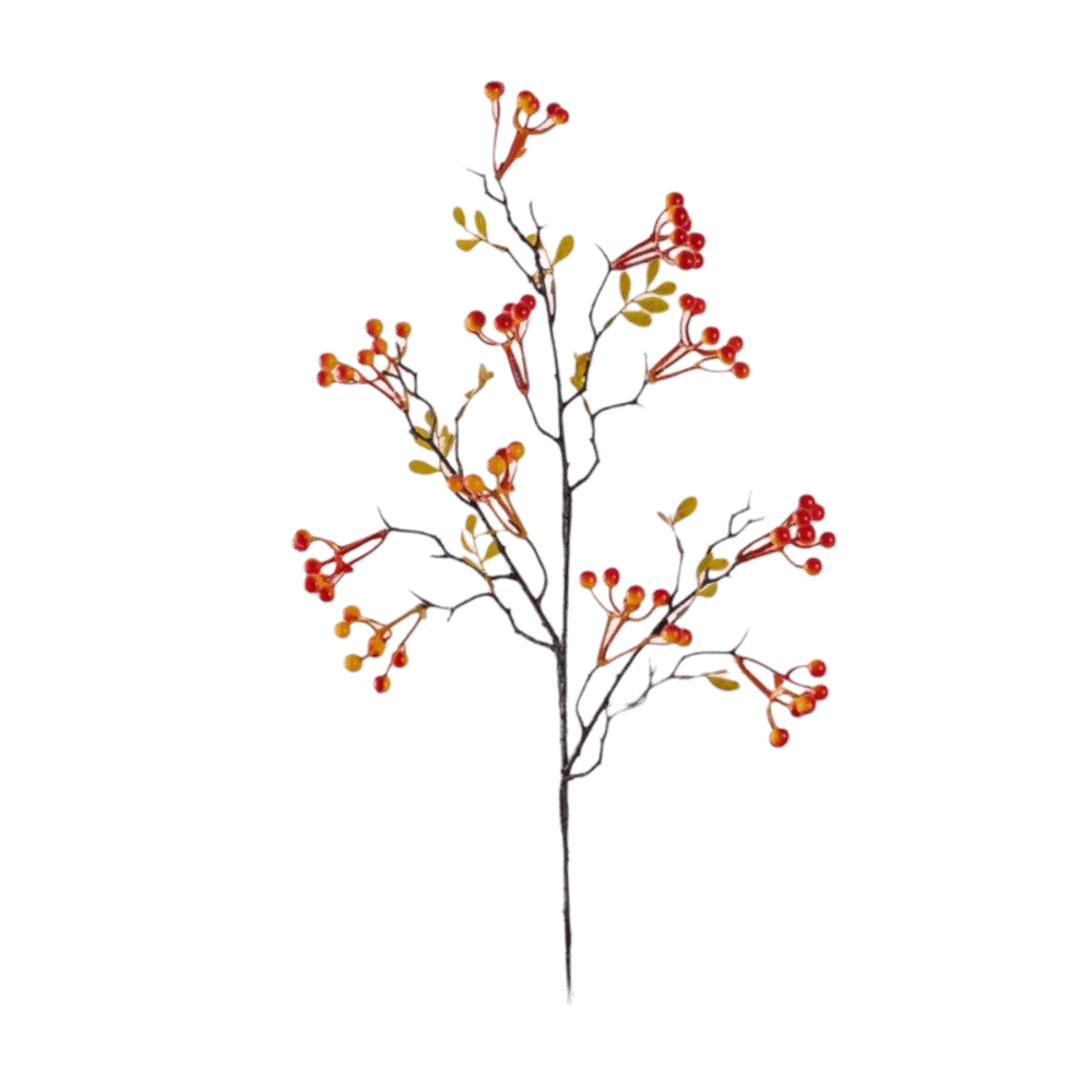 Bouquet de baies rouges à longues branches, simulation réaliste, fruits d'automne, fleurs artificiel