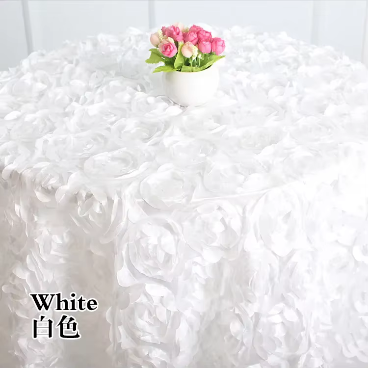 Nappe de Table de Mariage Brodée en 3D, Couverture de Fleurs Rondes/Rectangulaires, Décoration pour 