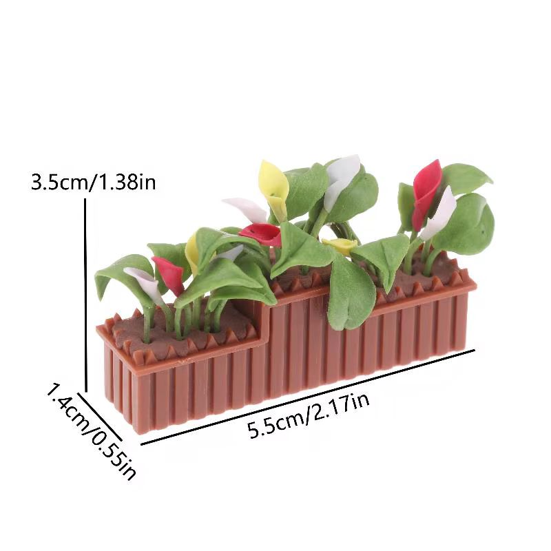Plante en pot miniature Calla Lily 1:12, modèle de bonsaï pour maison de poupées, décoration de micr