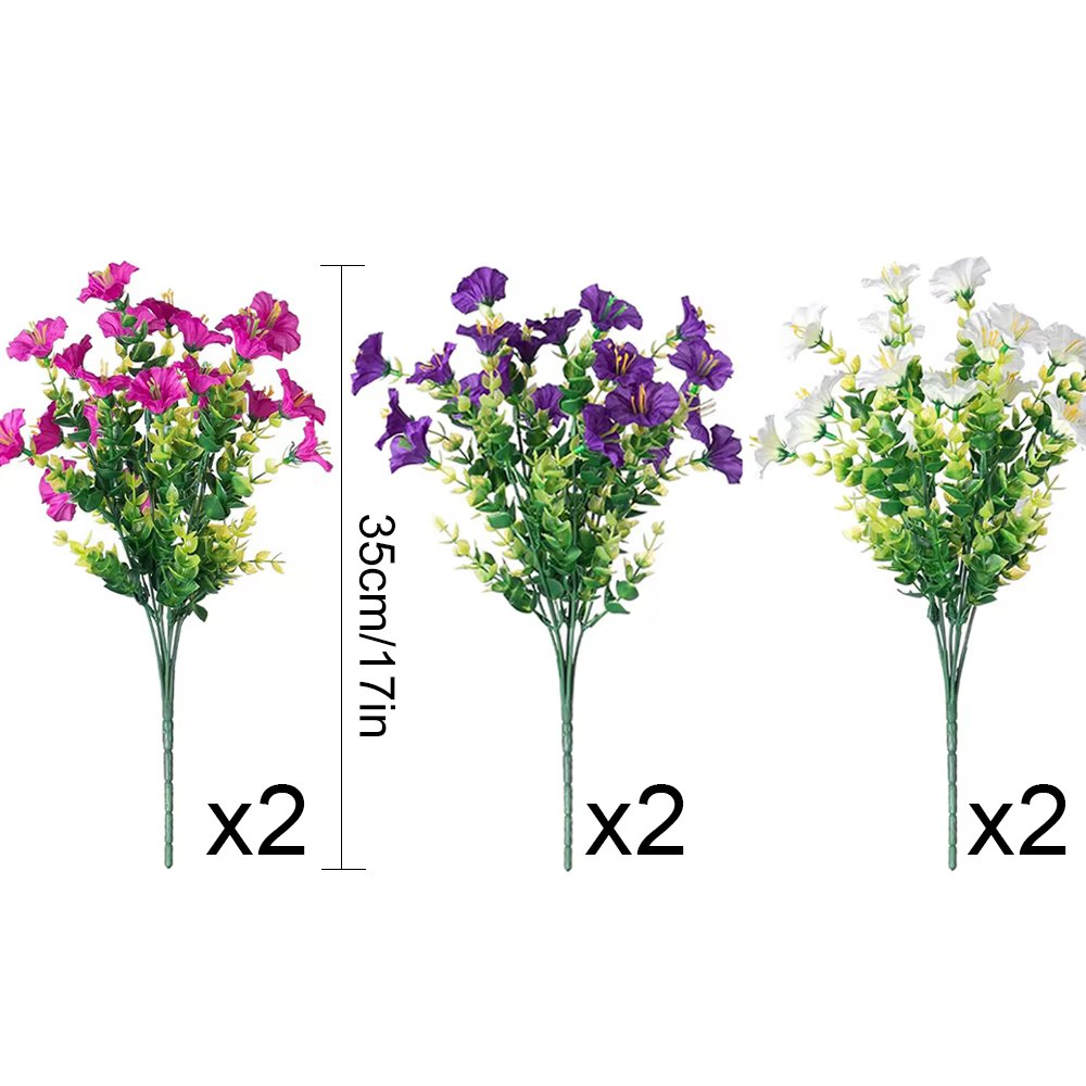 Lot de 6/9 fleurs artificielles de volubilis, bouquets mixtes en soie, fausses fleurs pour la décora